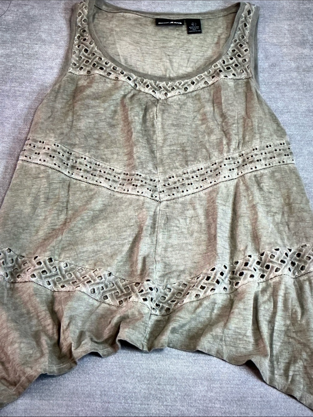 DKNY Olive Cutout-Trim Scoop Tank Top